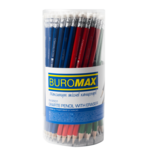 Карандаш графитовый Buromax Color HB с шестигранным деревянным корпусом с ластиком (BM.8501)