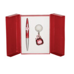 Набір подарунковий Langres Vial: Ручка кулькова + брелок, червоний