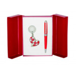 Набор подарочный Langres Heart: ручка шариковая + брелок, красный