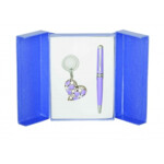 Набір подарунковий Langres Heart: Ручка кулькова + брелок, фіолетовий