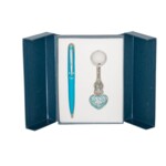Набор подарочный Langres Corona: ручка шариковая + брелок, синий