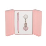 Набор подарочный Langres Corona: ручка шариковая + брелок, розовый