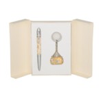 Набор подарочный Langres Clutch: ручка шариковая + брелок, кремовый