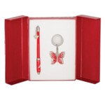 Набор подарочный Langres Butterfly: ручка шариковая + брелок, красный