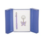 Набір подарунковий Langres Butterfly: Ручка кулькова + брелок, фіолетовий