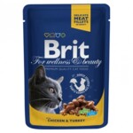 Влажный корм для кошек Brit Premium Cat Chicken & Turkey 0,1 кг