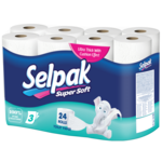 Туалетная бумага Selpak трехслойная белая 24 рулона (8690530204478)