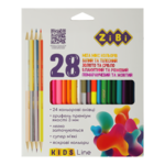 Карандаши цветные ZiBi 24 шт 28 цв. (20 стандартных, 4 двухсторонних) трехгранный (ZB.2442)