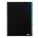 Тетрадь на пружине Buromax Classic А4 120 листов в клетку 3 разделителя, пластиковая обложка, черный (BM.24345911-01)