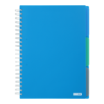 Тетрадь на пружине Buromax Bright А4 120 листов в клетку 3 разделителя, пластиковая обложка, синий (BM.24345912-02)