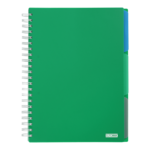Тетрадь на пружине Buromax Bright А4 120 листов в клетку 3 разделителя, пластиковая обложка, зеленый (BM.24345912-04)