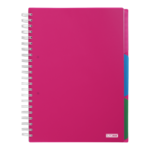 Тетрадь на пружине Buromax Bright А4 120 листов в клетку 3 разделителя, пластиковая обложка, розовый (BM.24345912-10)