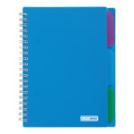 Тетрадь на пружине Buromax Bright B6 100 листов в клетку 3 разделителя, пластиковая обложка, синий (BM.24365912-02)