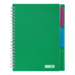 Тетрадь на пружине Buromax Bright B6 100 листов в клетку 3 разделителя, пластиковая обложка, зеленый (BM.24365912-04)