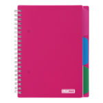 Тетрадь на пружине Buromax Bright B6 100 листов в клетку 3 разделителя, пластиковая обложка, розовый (BM.24365912-10)