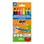 Олівці кольорові BIC Multisurface 6 кольорів + точилка (bc515220)