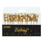 Набір свічок Buromax Happy birthday c дерев'яним тримачем золоті (BM.98001)