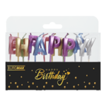 Набір свічок Buromax Happy birthday c дерев'яним тримачем асорті (BM.98002)