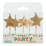 Набір свічок Buromax Зірка 5 шт дерев'яні тримачі золоті (BM.98004)