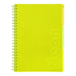 Зошит на пружині Buromax Neon A4 120 аркушів у клітинку 3 роздільники жовта (BM.24349911-08)