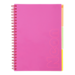 Зошит на пружині Buromax Neon A4 120 аркушів у клітинку 3 роздільники рожевий (BM.24349911-10)