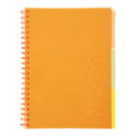 Зошит на пружині Buromax Neon A4 120 аркушів у клітинку 3 роздільники помаранчевий (BM.24349911-11)