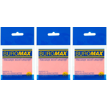 Блок пластиковый для заметок с клейким слоем BUROMAX 75х75 мм, 50 л., розовый, 3 уп. (BM.2310-10.3)