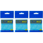 Блок пластиковий для нотаток з клейким шаром BUROMAX 75х75 мм, 50 арк., блакитний, 3 уп. (BM.2310-14.3)
