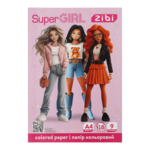 Бумага цветная А4, 18 листов, 9 цветов, 45 г/м2, Zibi Super Girl (ZB.1900-10)