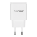 Мережевий зарядний пристрій Buromax USB-A+A, LED-індикатор, білий (BM.0656)