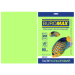 Бумага цветная Buromax, А4, 80г/м2, NEON, зеленый, 20 листов (BM.2721520-04)