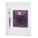 Набір подарунковий Langres Floret: ручка кулькова + гаманець для монет + дзеркало, фіолетовий (LS.12203