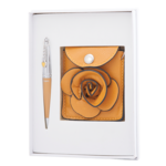 Набір подарунковий Langres Floret: ручка кулькова + гаманець для монет + дзеркало, жовтий (LS.122037-08
