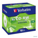 Диск CD-RW Verbatim, 700 Mb, 8-12 х, Case (10)