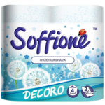 Туалетная бумага Soffione Decoro 2 слоя 4 рулона Бело-голубая (тп.sf4б)