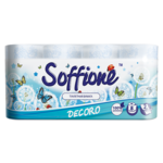 Туалетная бумага Soffione Decoro 2 слоя 8 рулонов Бело-голубая (тп.sf8б)