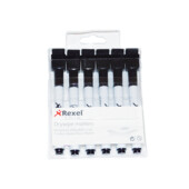 Набор мини-маркеров Rexel для сухого стирания, цвет черный, 6 шт./уп. (2104184)