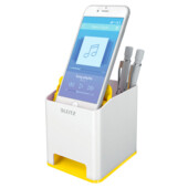 Пластиковая подставка для ручек и смартфона Leitz WOW квадратная, желтая (5363-10-16)