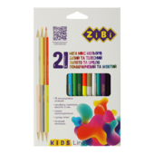 Карандаши цветные ZiBi 18 шт 21 цв. (15 стандартных, 3 двухсторонних) трехгранные (ZB.2441)