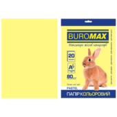 Бумага цветная Buromax, А4, 80г/м2, PASTEL, желтый, 20 листов (BM.2721220-08)
