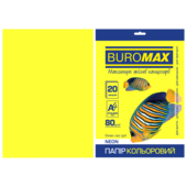 Бумага цветная Buromax, А4, 80г/м2, NEON, желтый, 20 листов (BM.2721520-08)