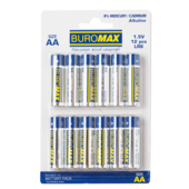 Набор элементов питания (щелочные батарейки) Buromax LR6 AA 1,5 V 12 шт. в упаковке (BM.5900-12)