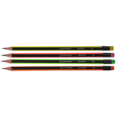 Карандаш графитовый Buromax Neon Line HB с трехгранным деревянным корпусом с неоновыми полосками с ластиком (BM.8508)