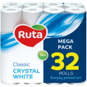 Туалетний папір Ruta Classic 32 рулону двошаровий біла (rt.92670)